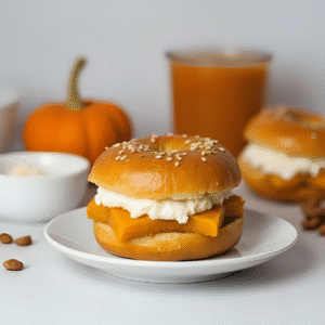 bagel met pompoen en geitenkaas