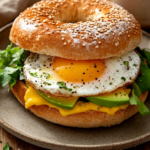 ontbijt bagel met omlet, advocado & kaas